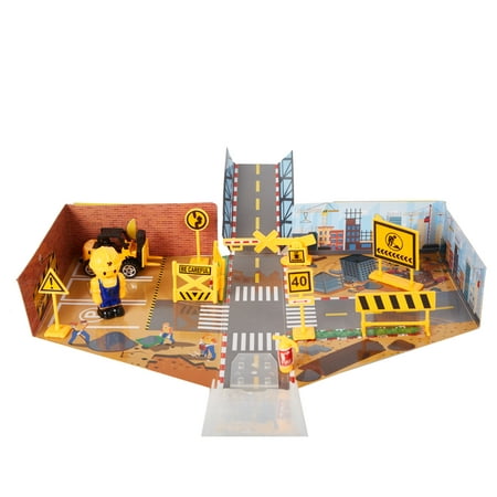 KARMAS PRODUCT Kids Play Vehicle Working Site Playset for Todders Boys Construction Site