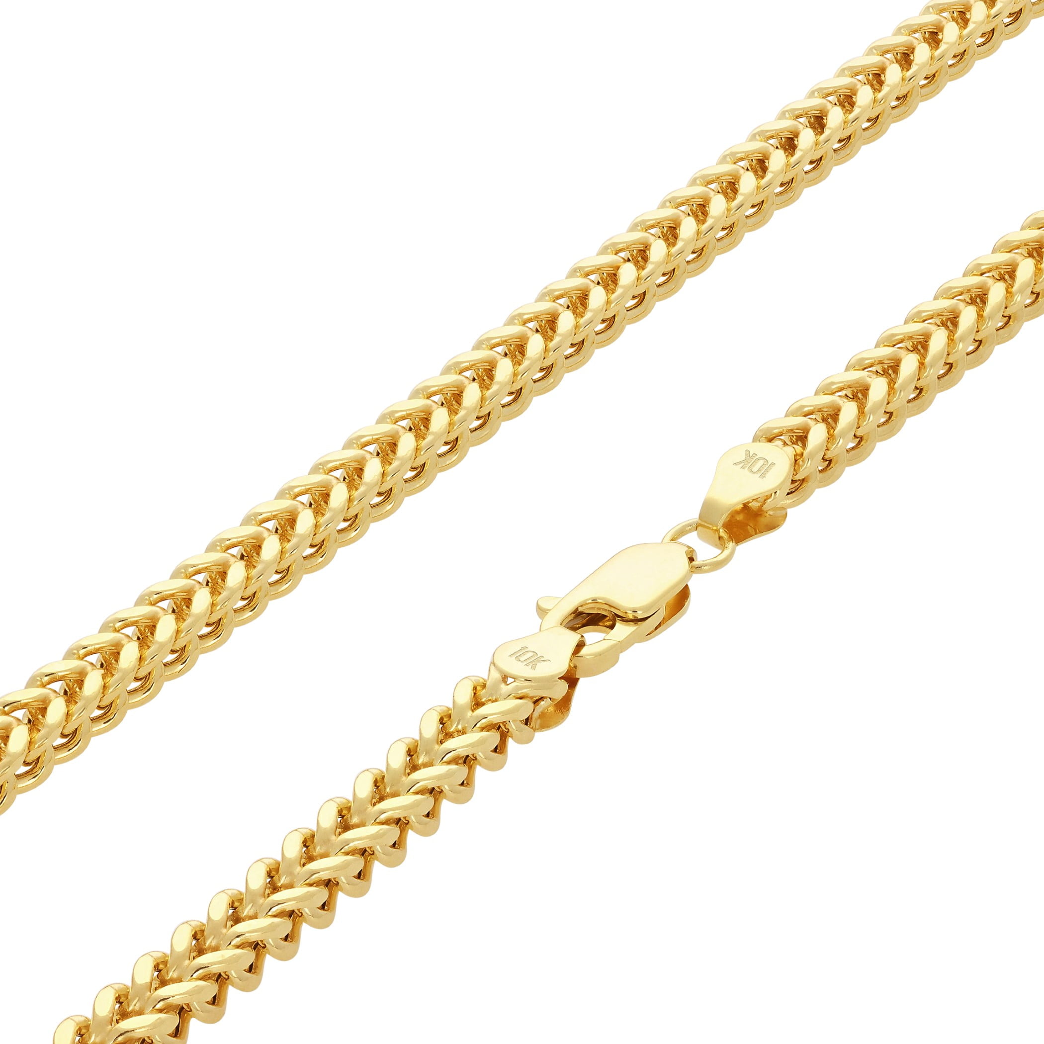 Nuragold 10k Real Yellow Gold Franco Square 4mm Box Chain Wheat Chain Bracelet (7"-9") Italian Jewelry for Men
