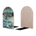 thumbnail image 2 of KLL Comic Airplane Cockpit Illustration Print Wood Book Ends for Shelves,1 Pair Wood Bookends Book Holder Stand Decorative, Book Stoppers for Heavy Duty Books CD File Video Games, 2 of 8