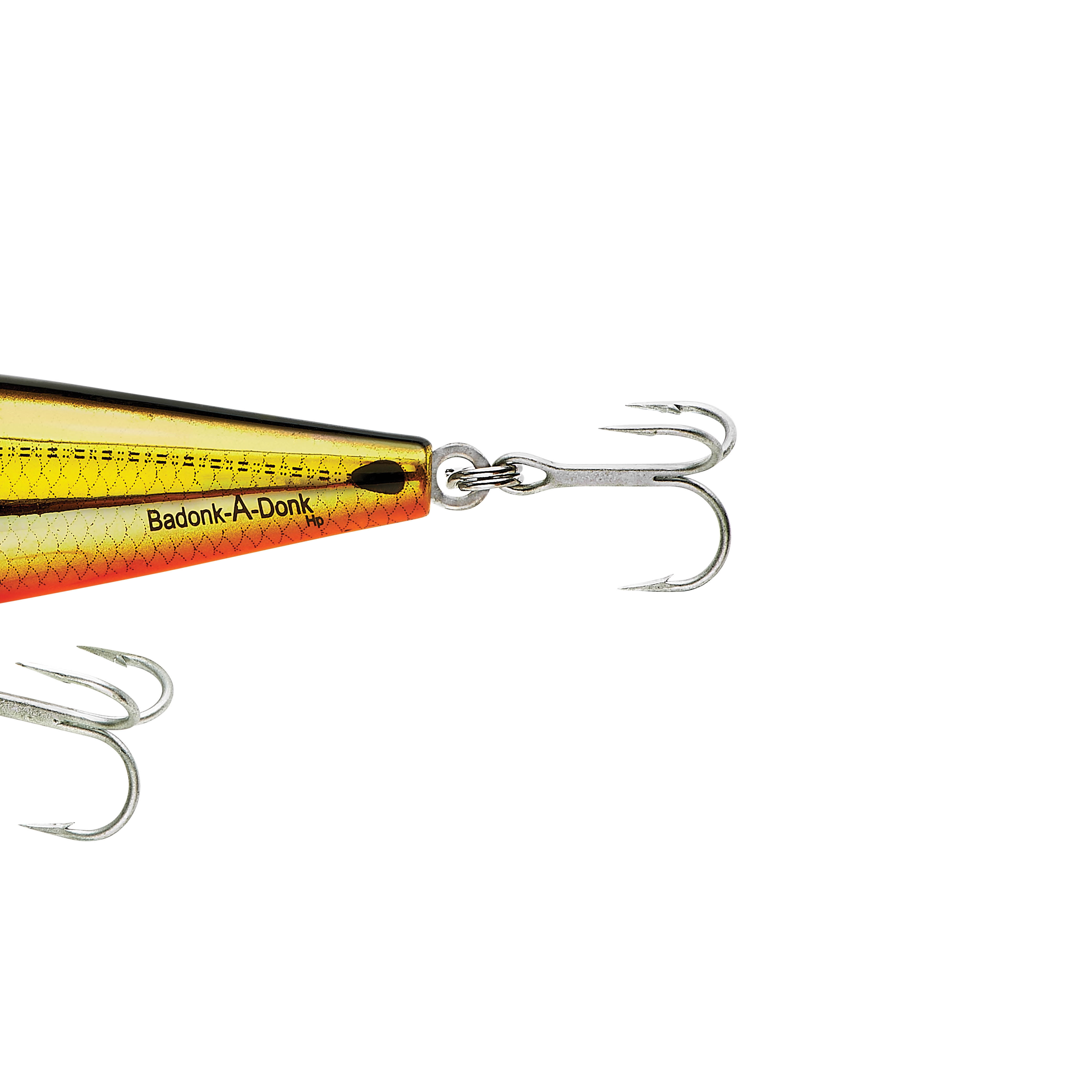 Bomber Badonk-A-Donk High Pitch Hard Baits 3 1/2" Gold Blk Back Ong Bly 1/2 oz.