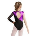 thumbnail image 3 of Aiihoo Kids Girls Shiny Rhinestones Gymnastics Leotard Long Sleeve Ballet Dance Bodysuit Skating Jumpsuit Dancewear Purple 12, 3 of 7
