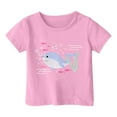 thumbnail image 2 of NINGMENG Hauts et T-Shirts pour Filles, Imprimé Graphique Océan, Col Rond, Manches Courtes, Chandail, Rose, 10-11 Ans, 2 of 3
