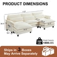 thumbnail image 2 of Howcool 113" Modular Sectional Sofa , 3 Seater U-Shaped Cloud Couch with Movable Ottoman, USB Charging Ports & Side Pockets, Sectional couchs for Living Room,Chenille Fabric,Beige, 2 of 8