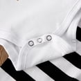 thumbnail image 4 of Seyurigaoka Baby Trousers Suit Full Gold Letter Print Jumpsuit Headband Striped Pants Set, 4 of 7
