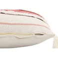 thumbnail image 4 of Laddha Home Designs Hand-Stitched Striped Cotton Throw Pillow Cover - 20" - White and Red, 4 of 8