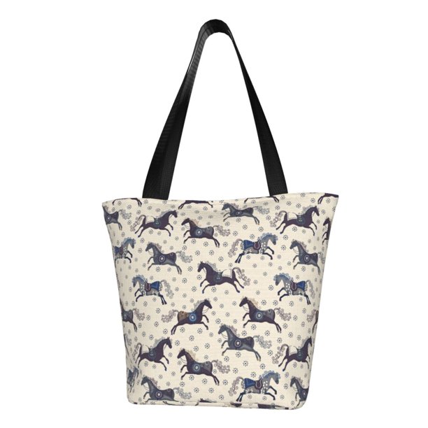 Fotbe Horse Bolsa de Playa con Estampado, Bolsa de Hombro, Bolsa de Mano Espaciosa, Bolsa de Viaje Ligera, Bolsa de Compras Versátil