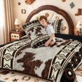 thumbnail image 4 of meiyoeat Vintage Cowhide Full Size Comforter Sets,Geometric Pattern Bedding Comforter Set For Boys,Brown Black,Black Reversible,3pcs,1 Comforter and 2 Pillowcases, 4 of 7