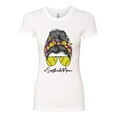 thumbnail image 3 of Messy Bun Softball Mom Life Game Day Vibes Sports Lover | Mother's Day Sports Womens Slim Fit Junior Tee, White, XL, 3 of 5