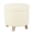 thumbnail image 1 of Puf Otomano de Almacenamiento Benzara Loni Redondo 48 cm Beige de Imitación a Piel de Oveja, 1 of 4