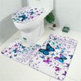 thumbnail image 2 of Purple Leaf Butterfly Pattern Bathroom Rugs Sets 3 Piece,Toilet Cover Set,Absorbent Non Slip Bathroom Mats Sets with U-Shaped Contour Rug Toilet Rug Set, 2 of 5
