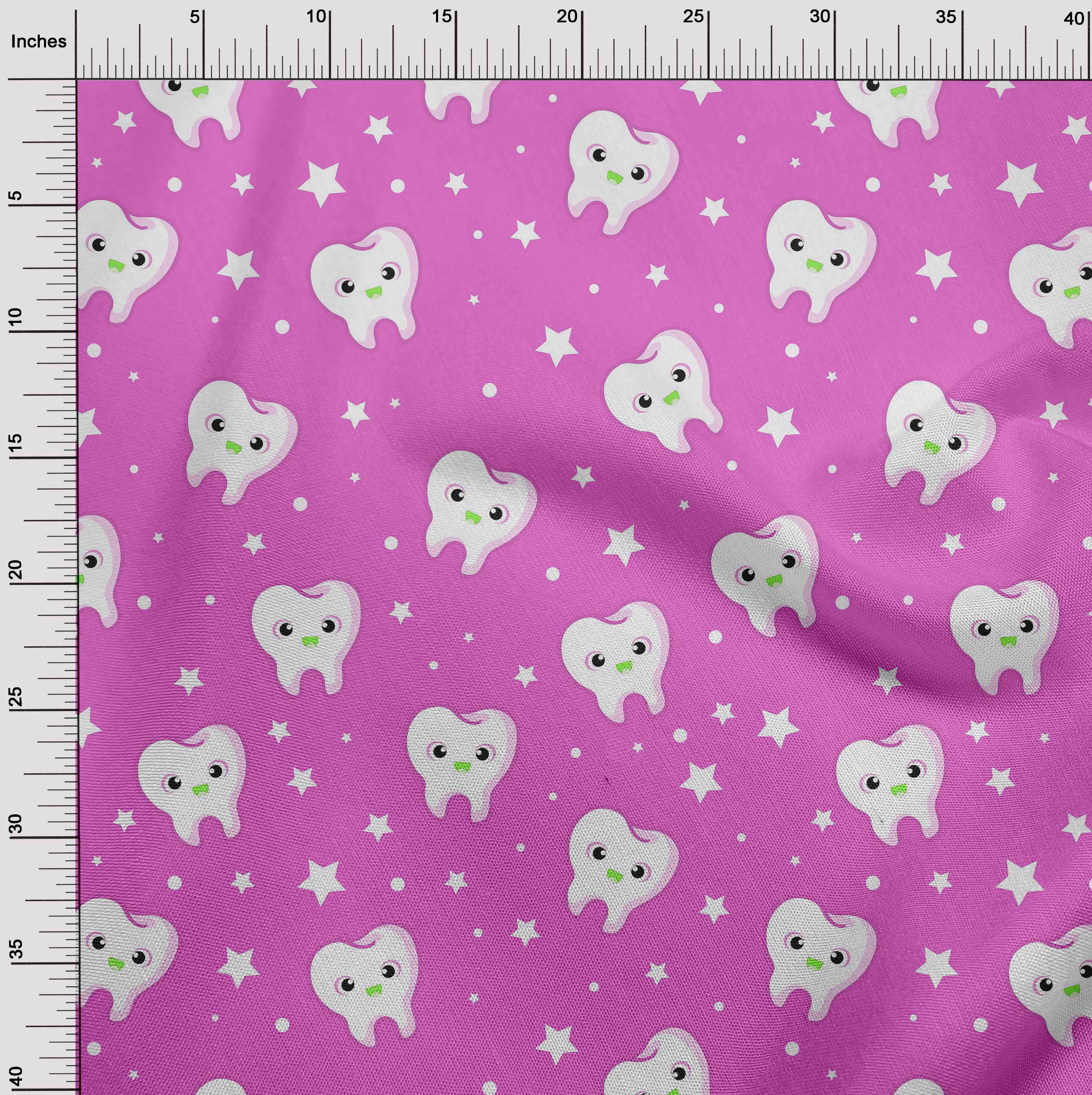 oneOone Cotton Cambric Light Pink Fabric Teeth Sewing Fabric By The Yard Printed Diy Clothing Sewing Supplies 42 Inch Wide