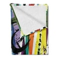 thumbnail image 2 of Urban Graffiti Soft Flannel Fleece Throw Blanket, Bulls Eye Detailed Splashed Paint Design on Abstract Rhombus Pattern, Cozy Plush for Indoor and Outdoor Use, 50" x 70", Multicolor, by Ambesonne, 2 of 5