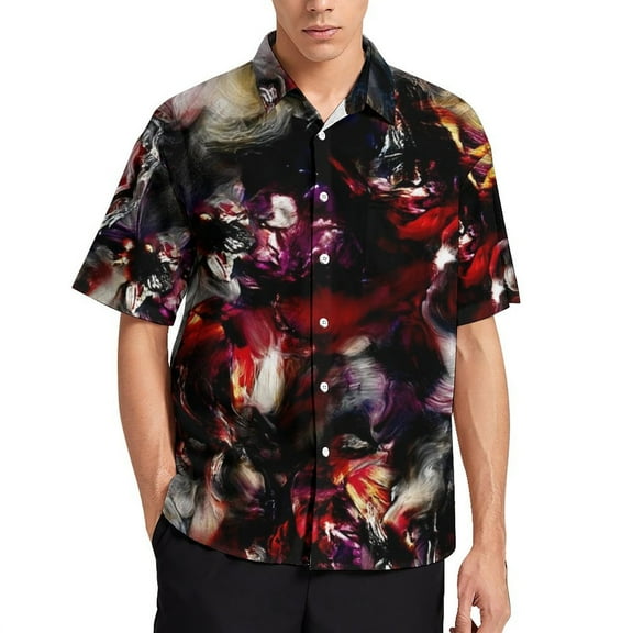 Marble Texture Men's Shirt Short Sleeves Printed Button Down Summer Shirts