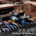 thumbnail image 4 of SENSARTE Non stick Pots and Pans Set 24 Pcs, Nonstick Cookware Set, Healthy Titanium Kitchen Cooking Sets with Stay-Cool Handles, Induction compatible, Dishwasher & Oven Safe, Matte Black, 4 of 9