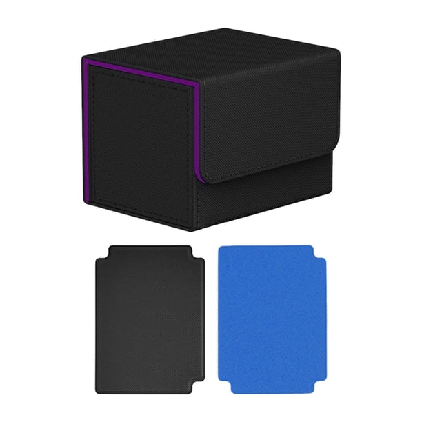 Card Box Game Game Storage Contenedor de contenedor Organizador Premium Standard con 2 cartas Negro Púrpura