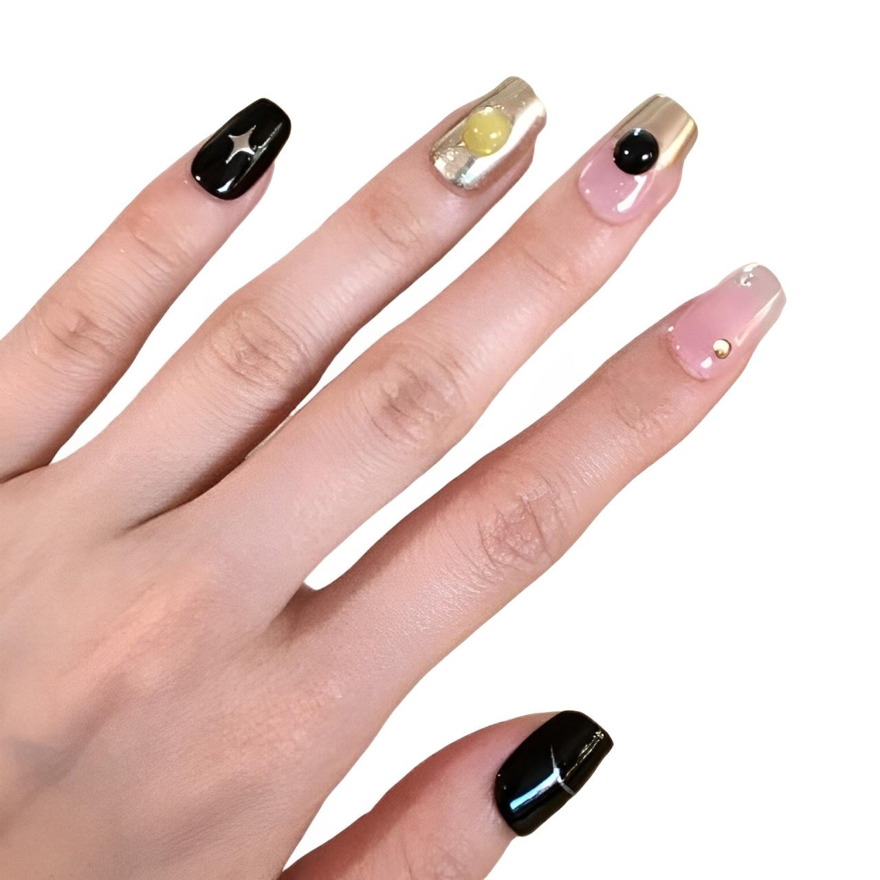 Buddy N Buddies Reusable Handmade Acrylic Press-On Nails Bundle - 5 Designer Styles Collection-Size Small