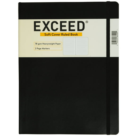 Exceed Large Journal, Narrow Ruled, 96 Pages, 7.5" x 9.75", Black, 86400