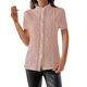 thumbnail image 3 of Camisas de Corta para Mujer, Blusas Abotonadas, Blusas Informales Texturizadas de Verano. Gris Rosado Pálido M, 3 of 8