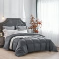 thumbnail image 2 of Three Geese Twin Duvet Insert Down Alternative Comforter, Soft Lightweight Quilted All Season Bedding Comforter with 8 Corner Tabs, Hypoallergenic & Machine Washable ( Grey Stripe, 68"X90"), 2 of 3