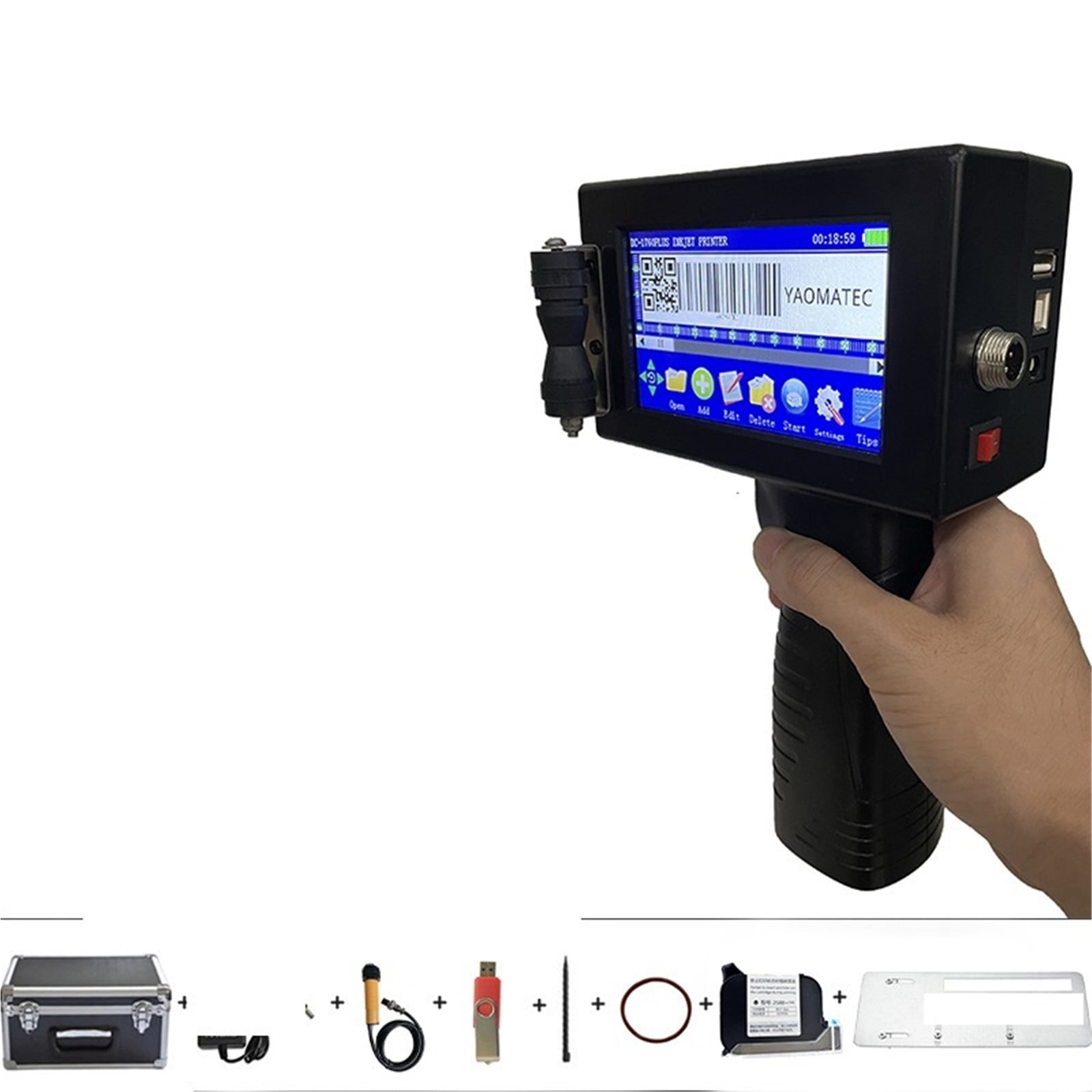 12.7mm Variable QR Bar Batch Code Date Number Expiry Date Label Portable Hand Jet Handheld Thermal Inkjet Printer ,Widely Use
