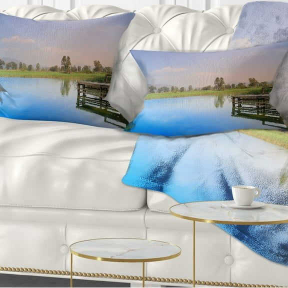 Designart Wetland of Nam Sang Wai Blue - Seascape Throw Pillow - 12x20