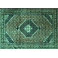 thumbnail image 1 of Ahgly Company Machine Washable Indoor Rectangle Medallion Turquoise Blue Traditional Area Rugs, 2' x 4', 1 of 4