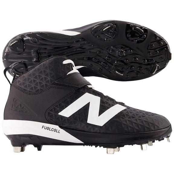New Balance Mens 4040V8 Mid Metal Baseball Cleats Black/White 10.5