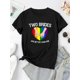 thumbnail image 2 of Women'S Casual Crew Neck T-Shirt with Colorful Heart Hands Print, Polyester 95% Spandex 5% Knit Fabric, Medium Stretch, All-Season Short Sleeve Tee, Fashionable & Comfortable Summer Top, 2 of 6
