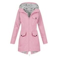thumbnail image 3 of Fall/Winter Saving! HVOBTTY Women's Mid Rain Jackets, Winter Coats for Women, Women's Casual Hooded Windbreaker Outdoor Water Proof Outerwear Everyday Wear Coat with Pocket Pink, XXL, 3 of 5