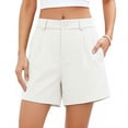 thumbnail image 2 of Hueook Golf Shorts Plus Size Bermuda Shorts ladies Summer Suit Pants Casual Shorts with Pockets Five Quarter Pants White XS, 2 of 6