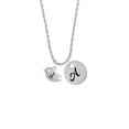 thumbnail image 2 of Delight Jewelry Silvertone Little Bird Initial - D - Silvertone Script Initial Disc - A - Charm Necklace, 20"+3", 2 of 4