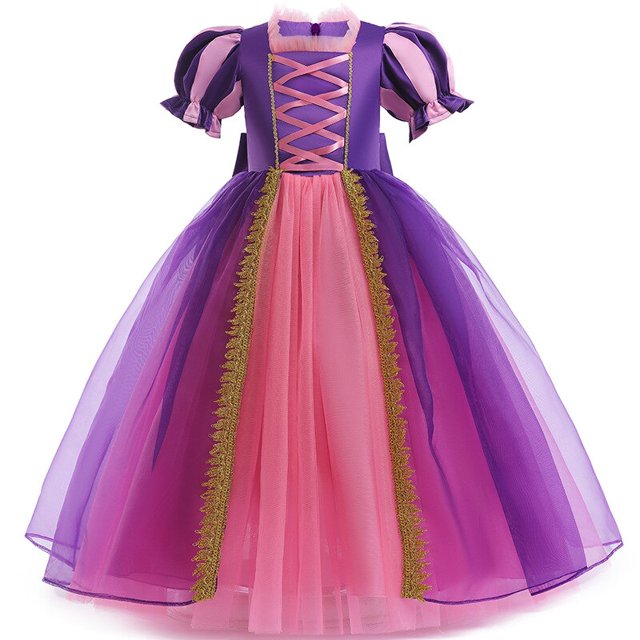 Vestido de Cosplay de princesa Rapunzel para niña, Vestido de fiesta de Halloween para niños, vestidos de cumpleaños y Navidad con corona, varita, guantes, conjunto de peluca Fivean unisex
