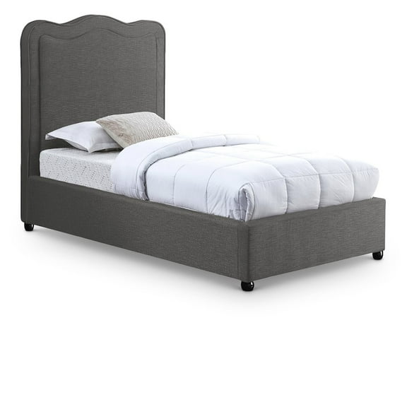 Meridian Furniture Felix Grey Linen Textured Fabric Twin Bed