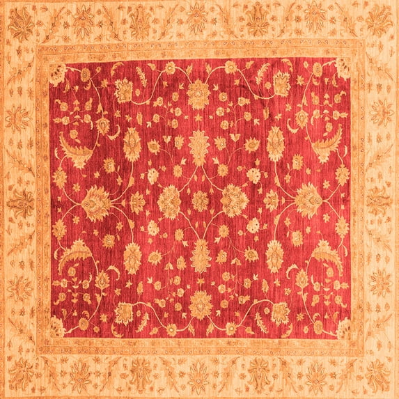 Ahgly Company Indoor Square Oriental Orange Modern Area Rugs, 8' Square