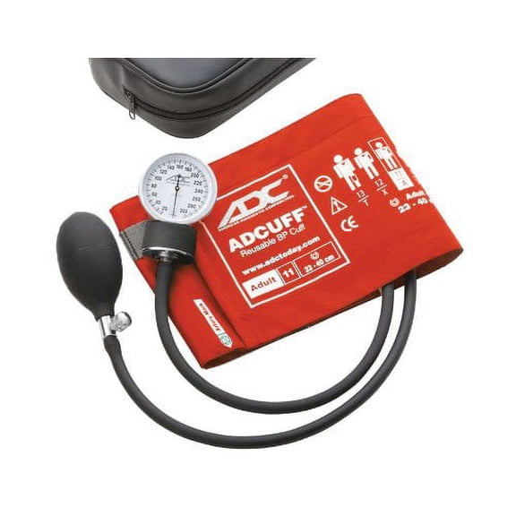 ADC Prosphyg 760 Pocket Aneroid Sphygmomanometer with Adcuff Nylon Blood Pressure Cuff, Adult, Orange