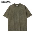 thumbnail image 2 of Hombres Mujeres Algodón Retro Cuello Redondo Camiseta Verano Verde Manga Corta Hombro Caída Suelta Casual Tops Camisetas, Azul, 2 of 5