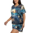 thumbnail image 2 of Fotbe Ocean View Bedroom Print Pajama Set for Women 2 Piece Loungewear Short Sleeve Tops and Shorts Set Soft Sleepwear-X-Large, 2 of 7