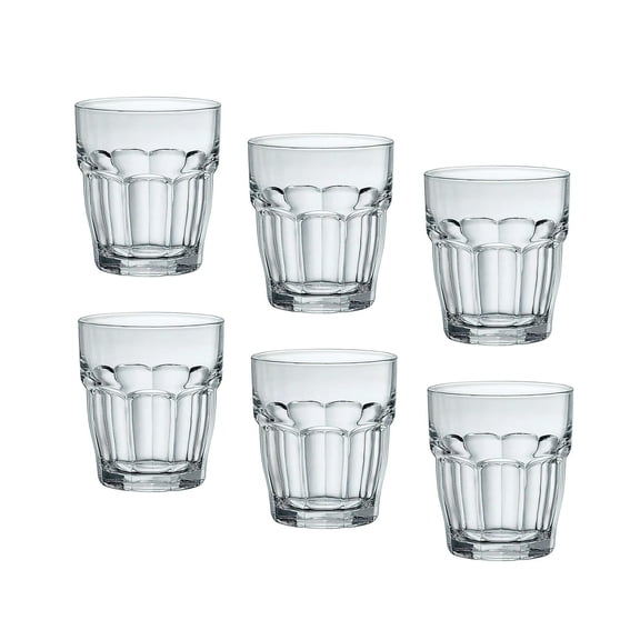Bormioli Rocco Rock Bar Stackable Double Old Fashioned Glasses, 13 1/4 Ounce, Set of 6