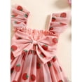 thumbnail image 6 of BemeyourBBs Toddler Baby Girl Summer Strawberry Dress Fruit Outfit Ruffle Sleeve Square Neck Front Bow Smocked Tulle Tutu Dress Birthday Party Princess Dresses, 6 of 9