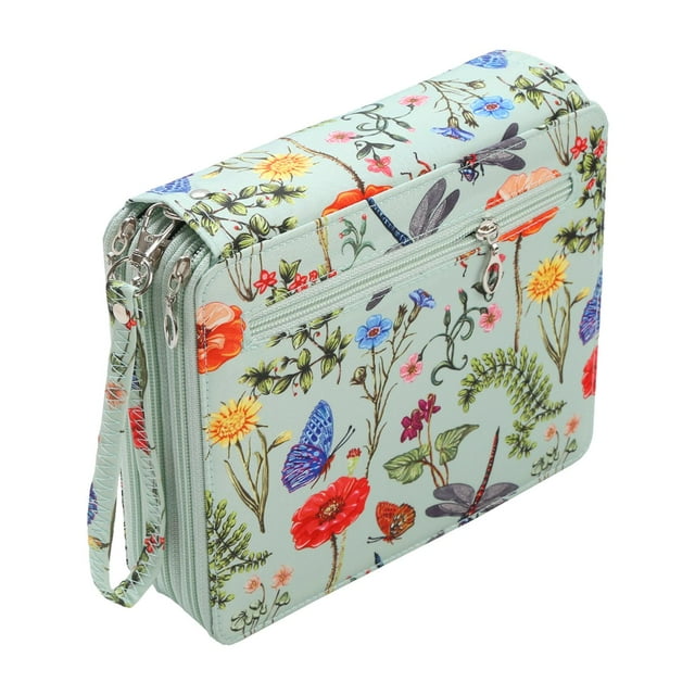 Estuche organizador de lápices de colores con 120 ranuras, bolsa de almacenamiento portátil para acuarela verde