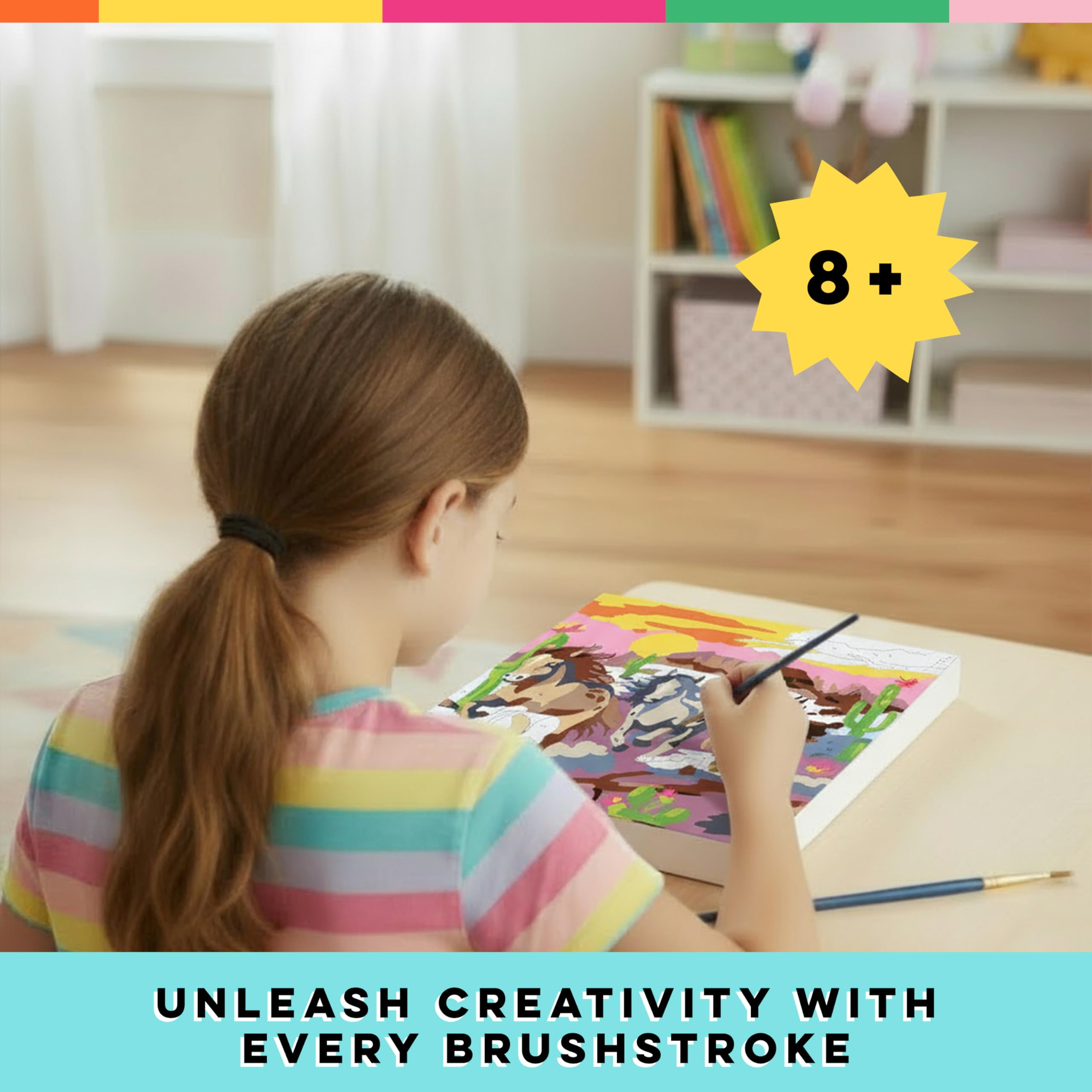 Bright Stripes iHeartArt Paint By Number Kit - Wild Horses
