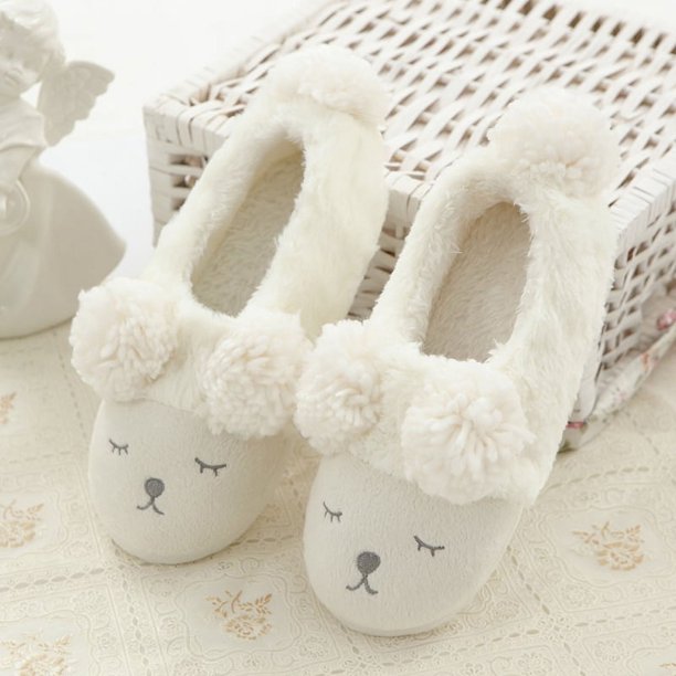 Pantuflas de Felpa con Estampado Animal para Mujer 26,5-27,5 cm, Pantuflas de algodón para casa con tacón en forma de bolso de dibujos animados, Pantuflas pequeñas bordadas en forro polar y algodón brillar Electrónica