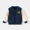 thumbnail image 2 of Gyexs Kids Jacket Boys Girls Baseball Jackets Striped Sweater Basic Casual Winter Coat (Navy, 4-5 Years), 2 of 7