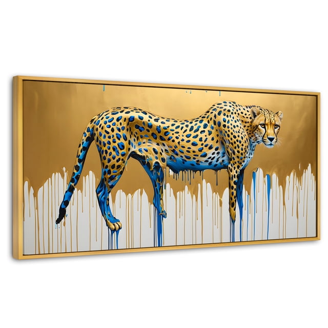 Cuadro Decorativo Canvas Revolution Marco Flotante Majestad Derretida 120x60 Dorado