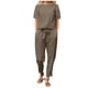 thumbnail image 1 of Conjunto de dos piezas de algodón y lino para mujer para el verano: top de manga corta y cuello redondo y pantalones anchos, conjunto holgado e informal., 1 of 8