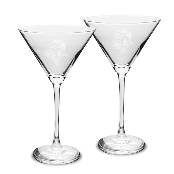 Eagles Head Deep Etched 10 oz Classic Martini Glass - Set of 2