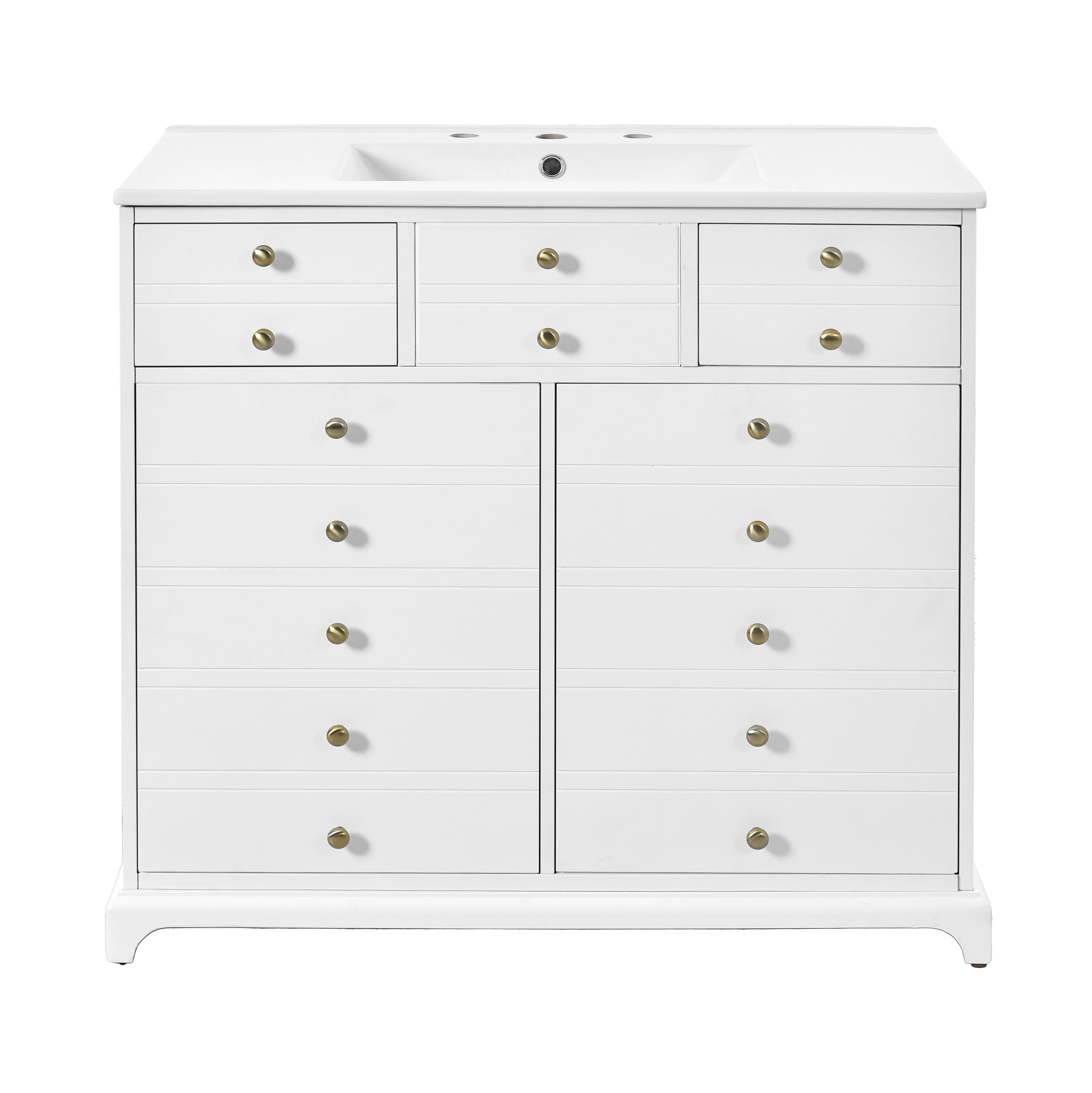 Harper & Bright Designs 36" Bathroom Vanity with Sink, Bathroom Storage Cabinet with Drawers, Single Sink Bathroom Vanity with Soft Closing Doors, White