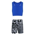 thumbnail image 2 of iiniim Girls Gymnastics Dance Sports Two Piece Racer Back Crop Top with Booty Shorts Swimwear Blue&Black 3-4, 2 of 7