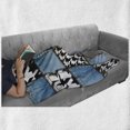 thumbnail image 6 of Rustic Soft Flannel Fleece Throw Blanket, Digital Graphic with Denim Forms and Colored Minimalist and Lines Print, Cozy Plush for Indoor and Outdoor Use, 70" x 90", Multicolor, by Ambesonne, 6 of 6