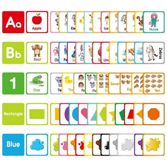 BINGLI Flash Cards for Toddlers Learning: 60 Double Sides Flashcards for Alphabets, Numbers, Colors, Shapes - Educational Toys for Preschool Baby Boys and Girls